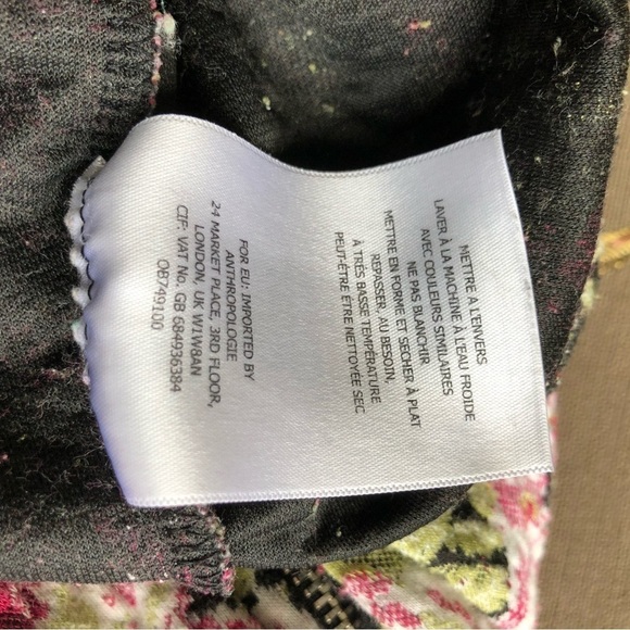 Anthropologie Maeve Skirt Knit Floral Pencil Black Pink Multi (S) - Picture 8 of 8